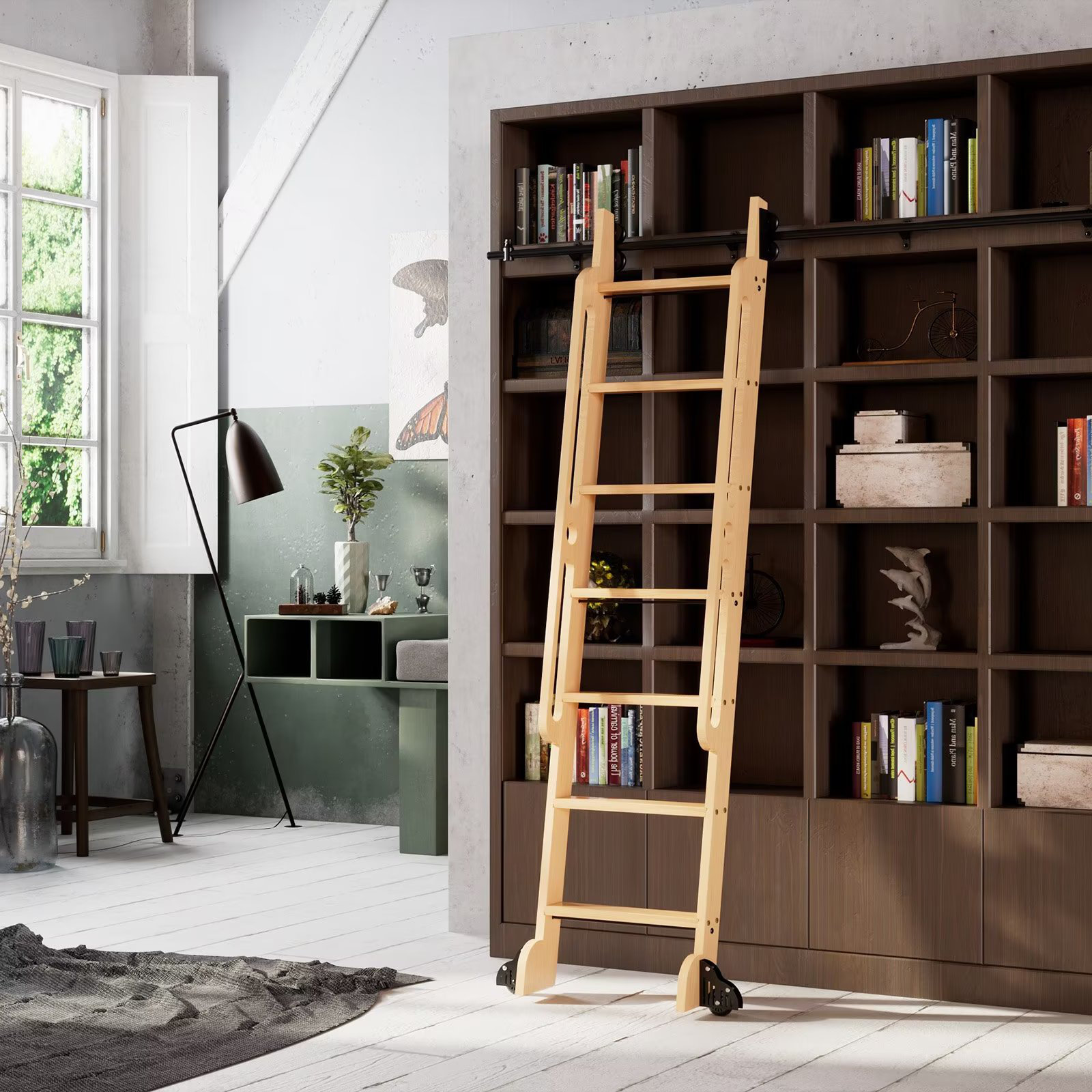 WFX Utility™ Jurida 7.2' Wood Rolling Ladder | Wayfair